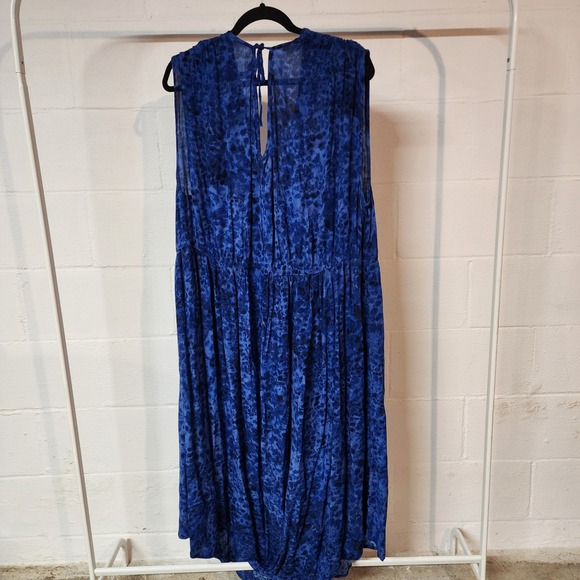 Terra & Sky Women's 2X Plus Size Blue Animal Print‎ Dress Sleeveless Maxi - Picture 9 of 9